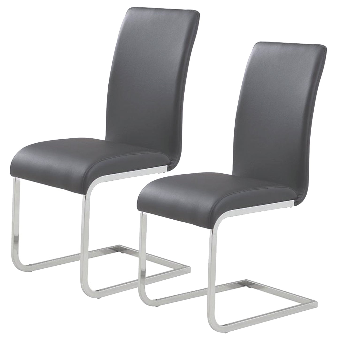 Maxim Side Chair, Set of 2 in Grey and Chrome