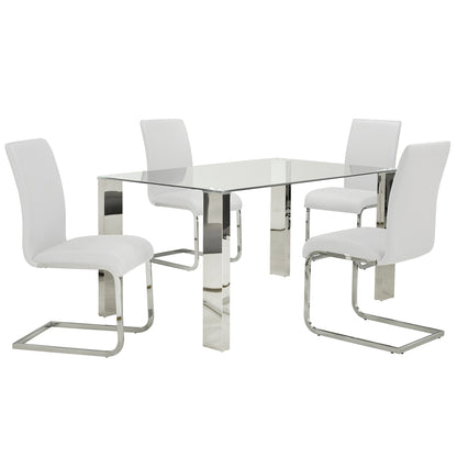 Maxim Side Chair, Set of 2 in White and Chrome