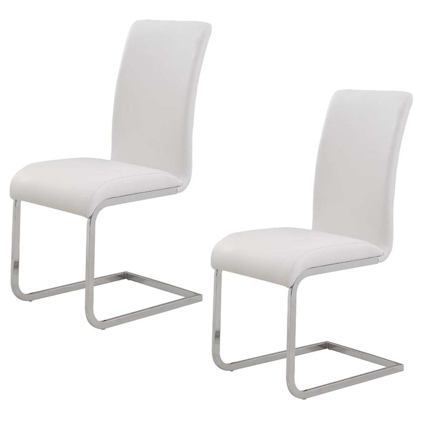 Maxim Side Chair, Set of 2 in White and Chrome