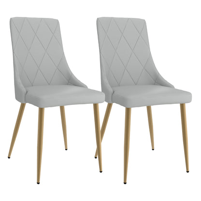 Antoine Side Chair, Set of 2 in Light Grey and Aged Gold