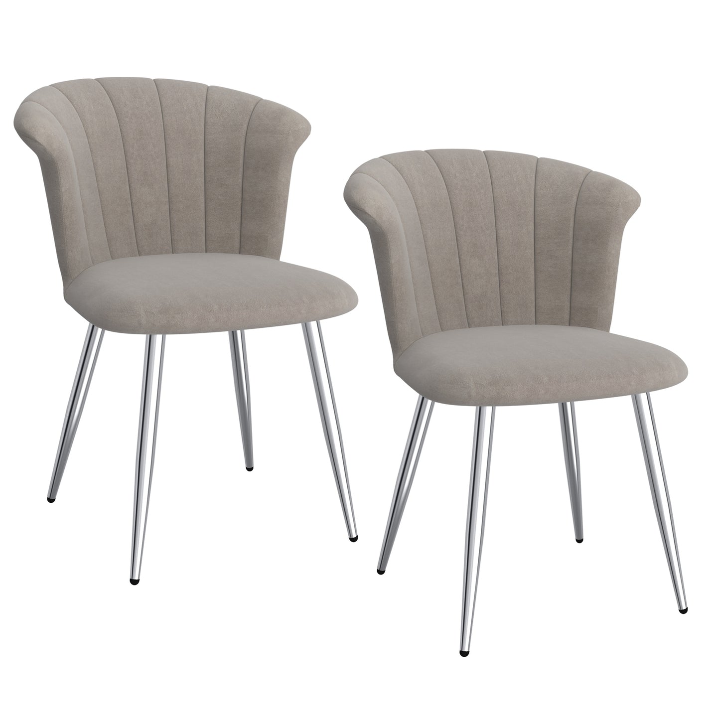 Orchid Side Chair, Set of 2 in Grey and Chrome