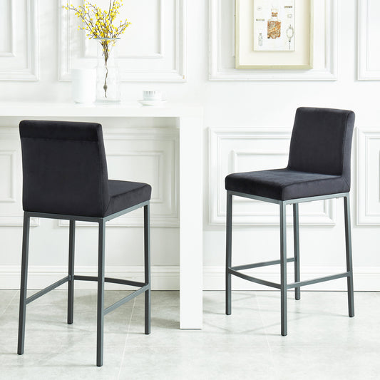 Diego 26" Counter Stool, Set of 2 in Black and Grey Leg