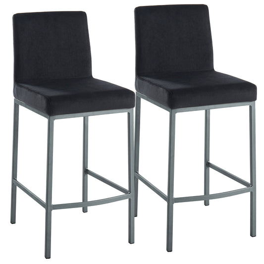 Diego 26" Counter Stool, Set of 2 in Black and Grey Leg