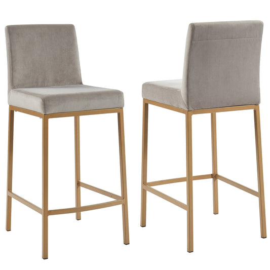 Diego 26" Counter Stool, Set of 2 in Grey and Aged Gold Leg