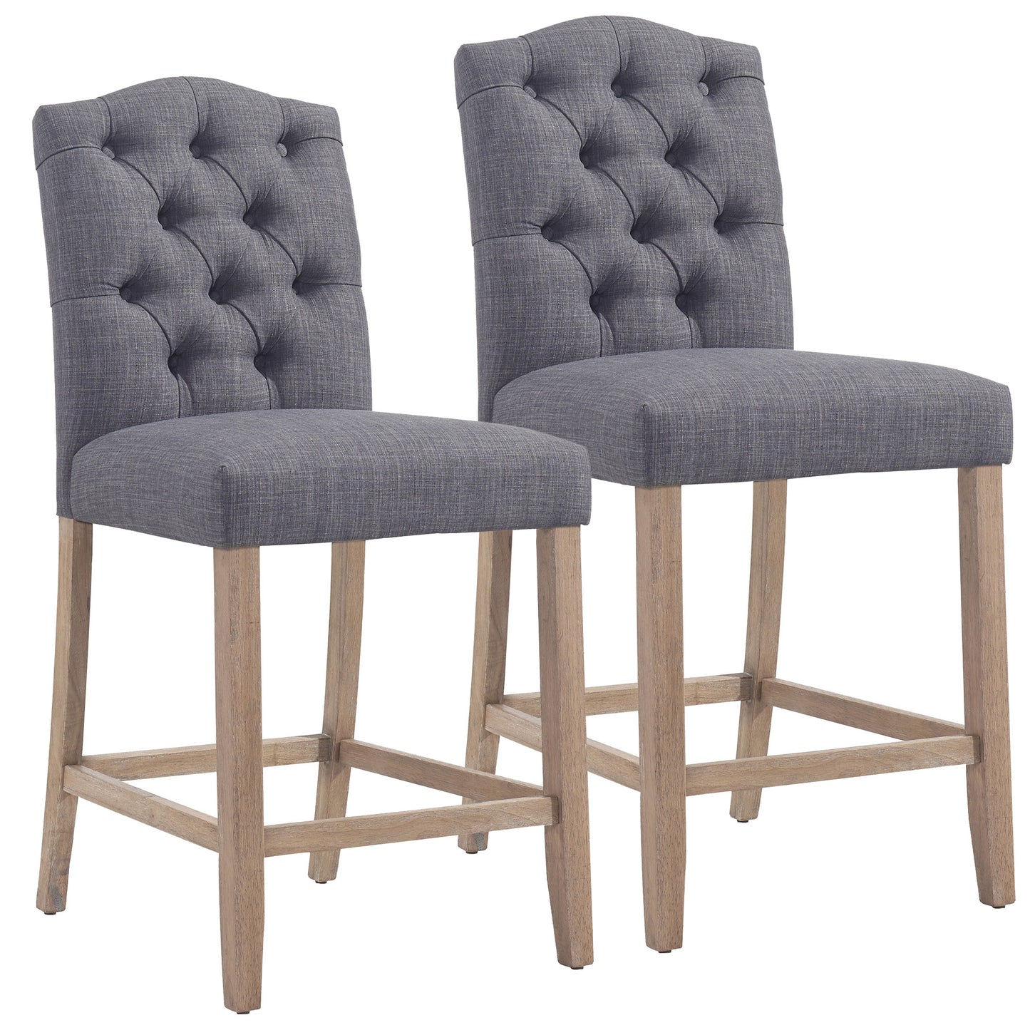 Lucian 26" Counter Stool, Set of 2 in Grey and Washed Grey