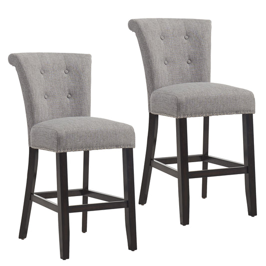 Selma 26" Counter Stool, Set of 2 in Grey and Coffee Leg