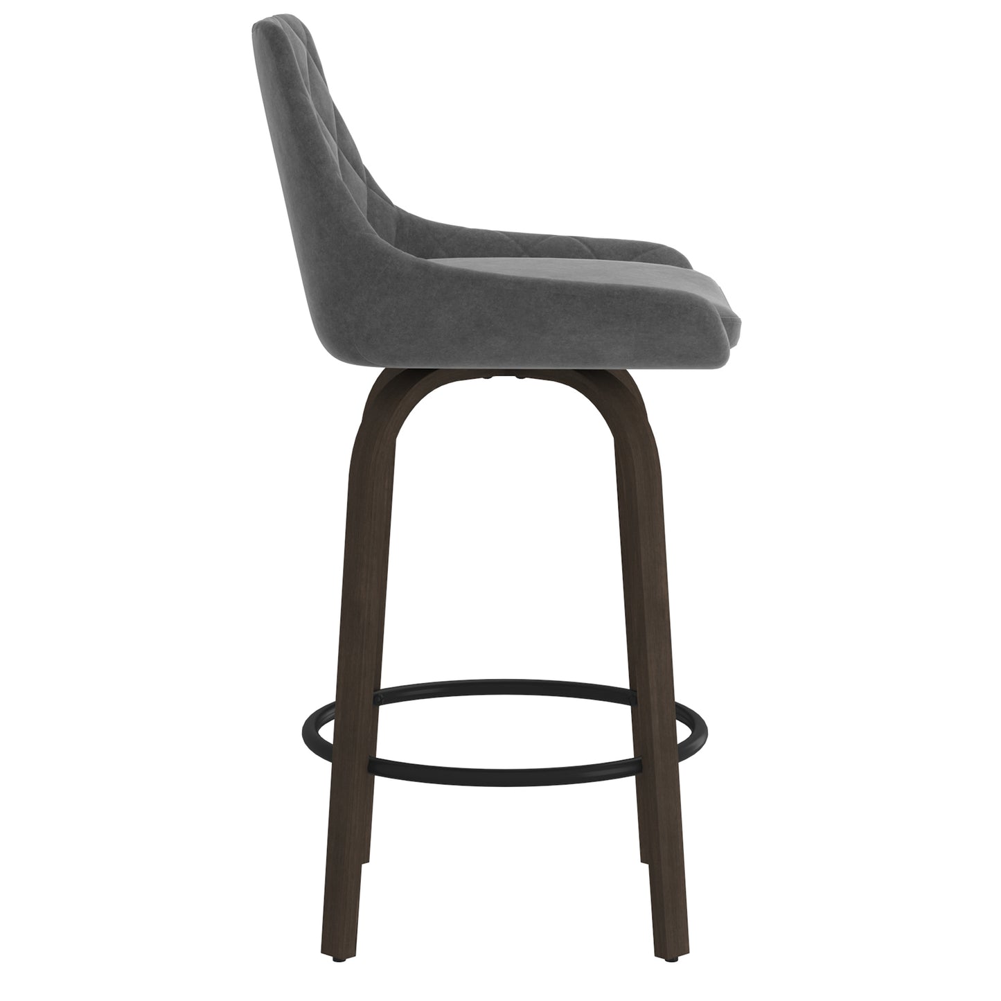 Kenzo 26" Counter Stool, Set of 2 in Grey and Walnut