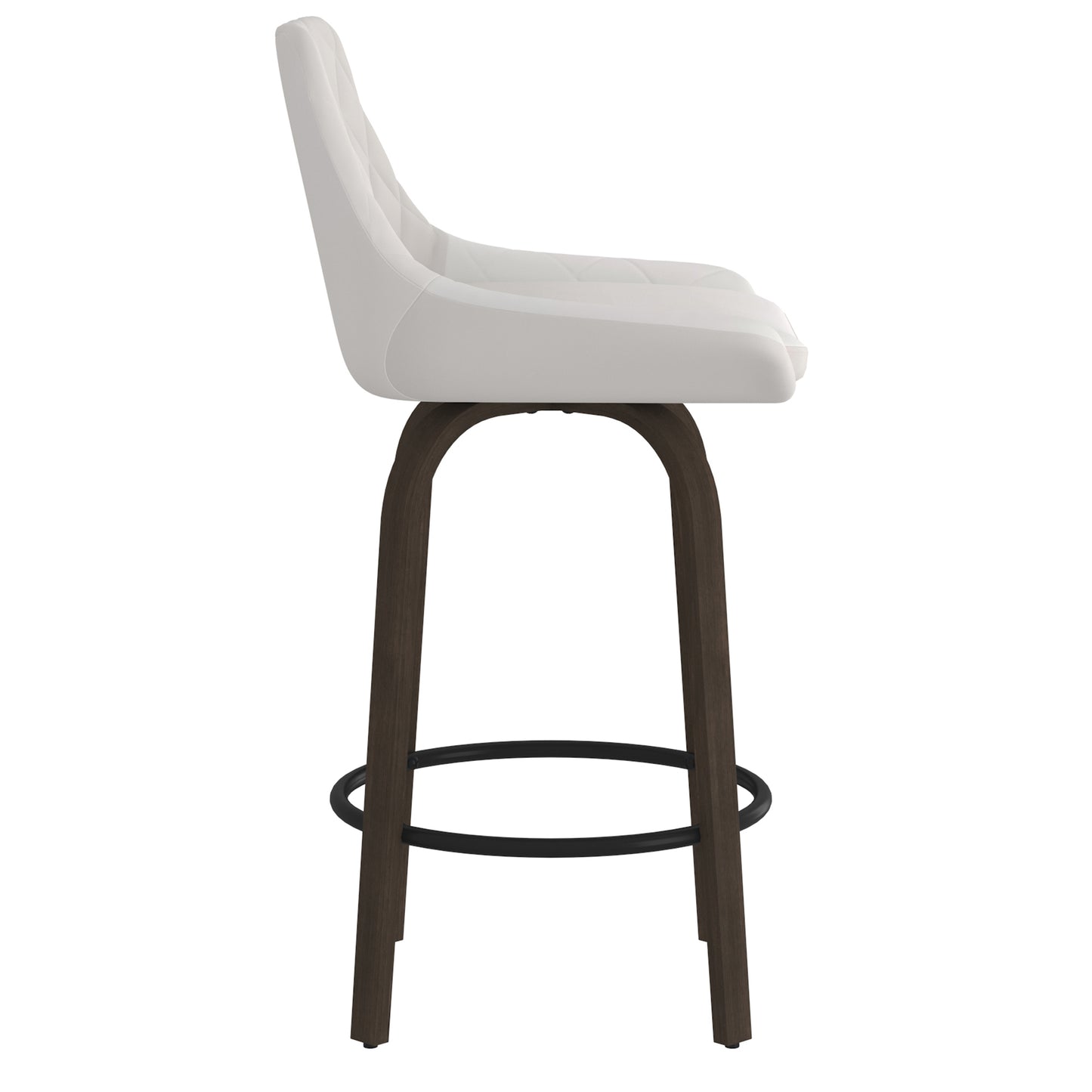 Kenzo 26" Counter Stool, Set of 2 in White and Walnut