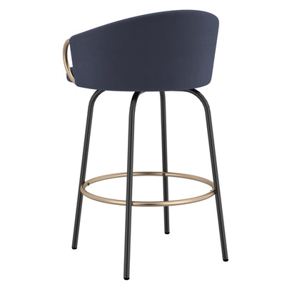 Lavo 26" Counter Stool, Set of 2 in Blue, Black and Gold