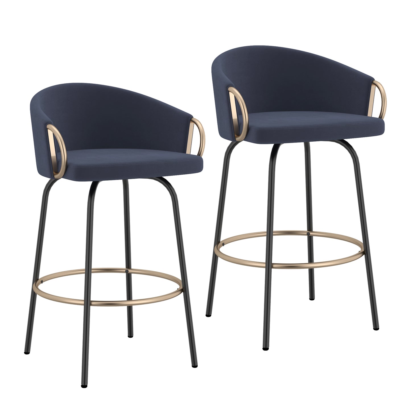 Lavo 26" Counter Stool, Set of 2 in Blue, Black and Gold