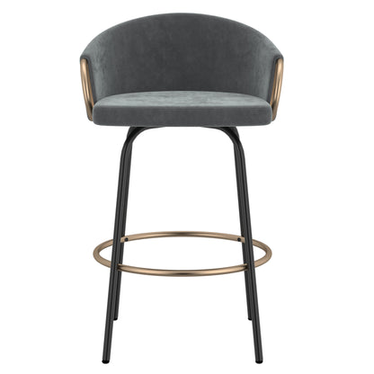 Tabouret de bar Lavo 26 po, lot de 2 en gris, noir et or