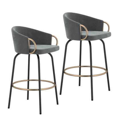Tabouret de bar Lavo 26 po, lot de 2 en gris, noir et or