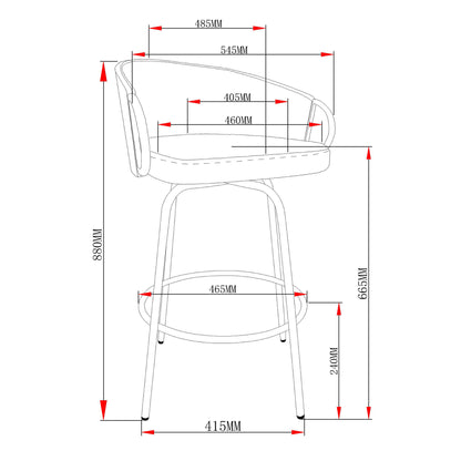 Tabouret de bar Lavo 26 po, lot de 2 en gris, noir et or