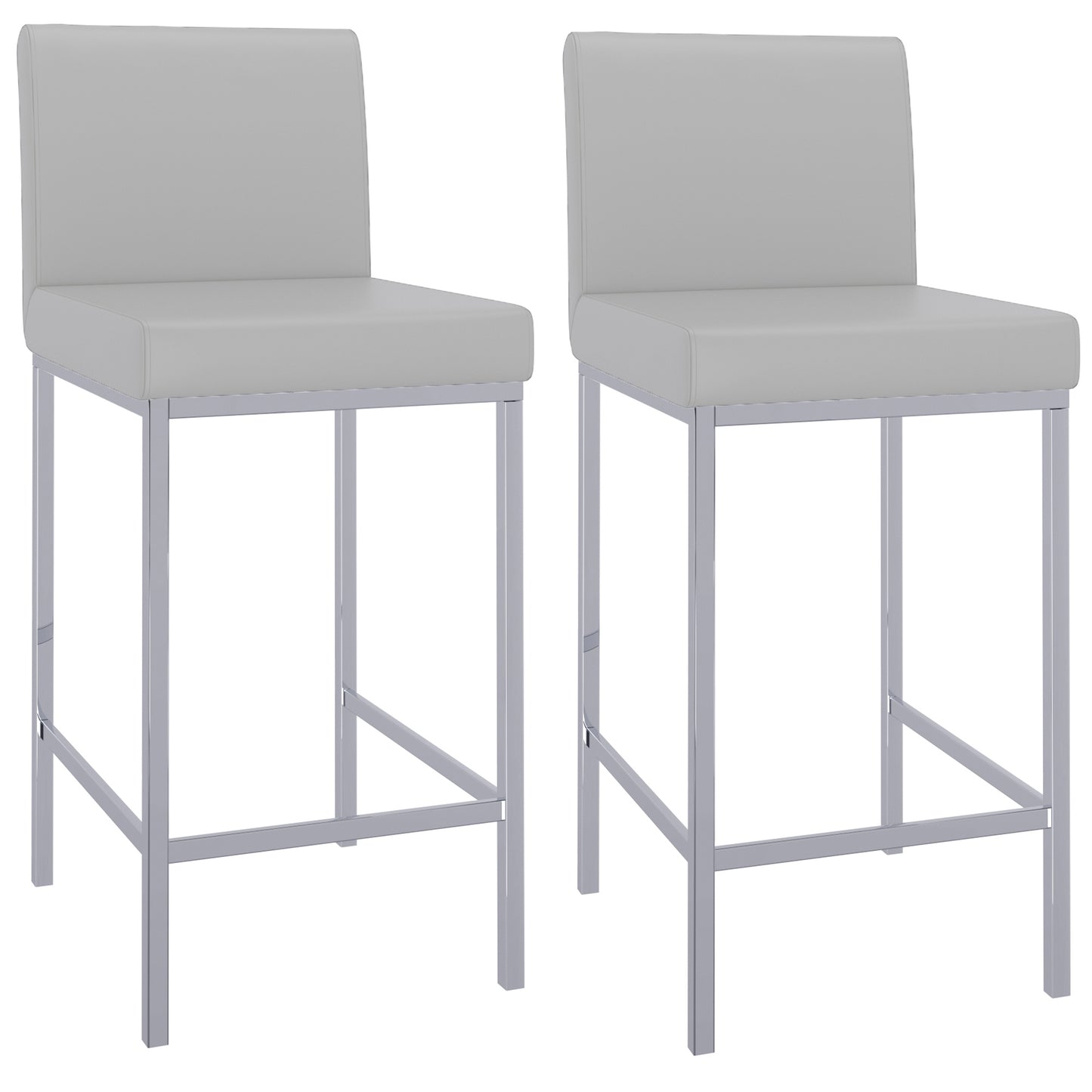 Porto 26" Counter Stool, Set of 2 in Grey and Chrome