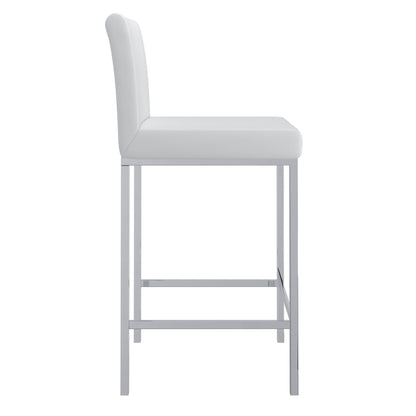 Porto 26" Counter Stool, Set of 2 in White and Chrome