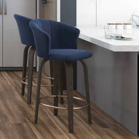 Tula 26" Counter Stool in Blue and Washed Oak