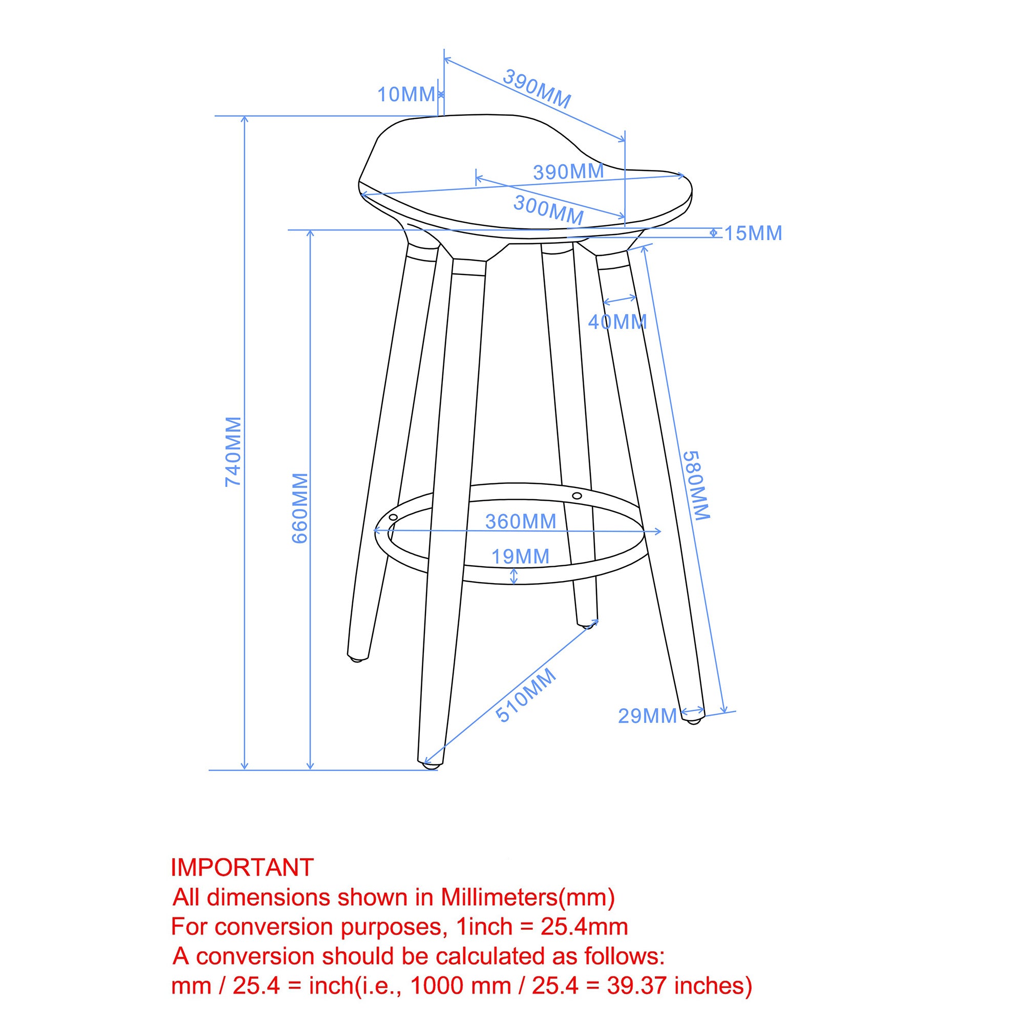 Tabouret de bar Trex 26 po, ensemble de 2 