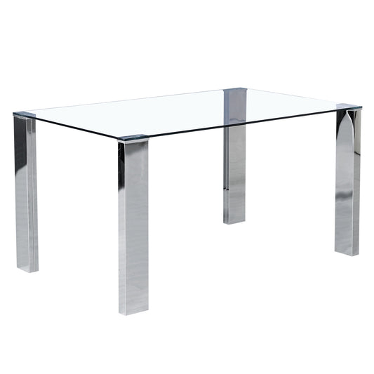 Ensemble de salle à manger Frankfurt/Maxim en chrome avec chaise noire (table + 4 chaises)