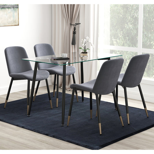 Abbot/Gabi Dining Set in Black with Grey Chair (Table + 4 Chairs)