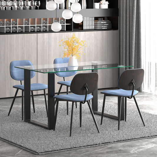Franco/Capri Dining Set in Black with Blue Chair (Table + 4 Chairs)