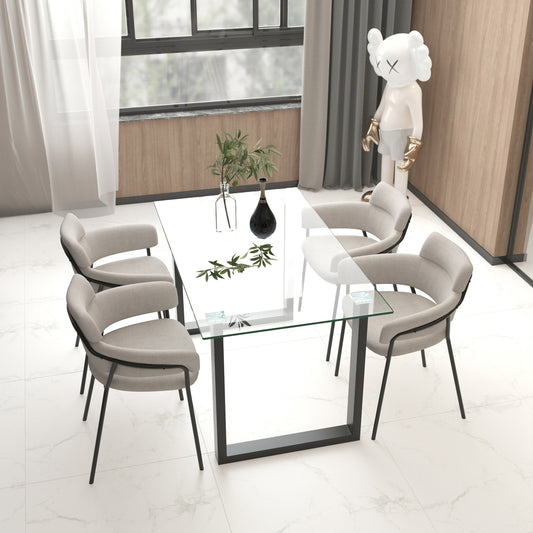 Franco/Axel Dining Set in Black with Grey Chair (Table + 4 Chairs)