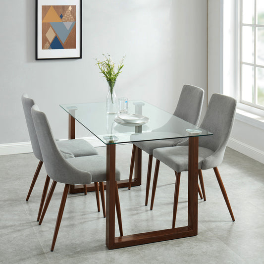 Franco/Cora Dining Set in Walnut with Grey Chair (Table + 4 Chairs)