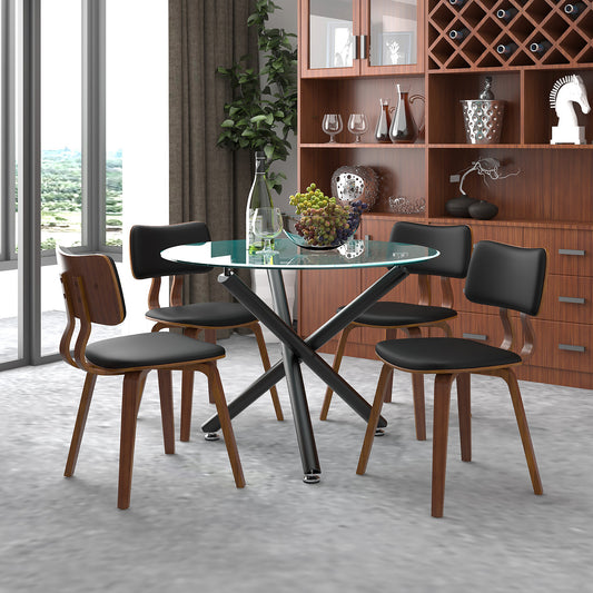 Suzette/Zuni Dining Set in Black with Black Chair (Table + 4 Chairs)