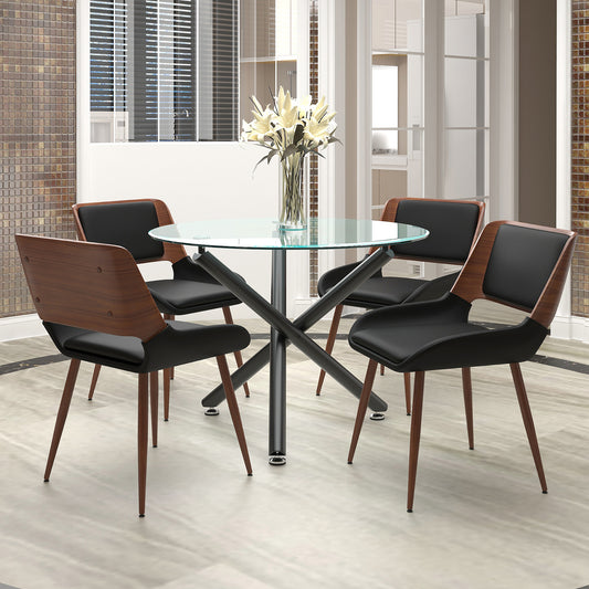 Suzette/Hudson Dining Set in Black with Black Chair (Table + 4 Chairs)