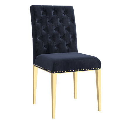 Eros/Azul Dining Set in Gold with Black Chair (Table + 4 Chairs)