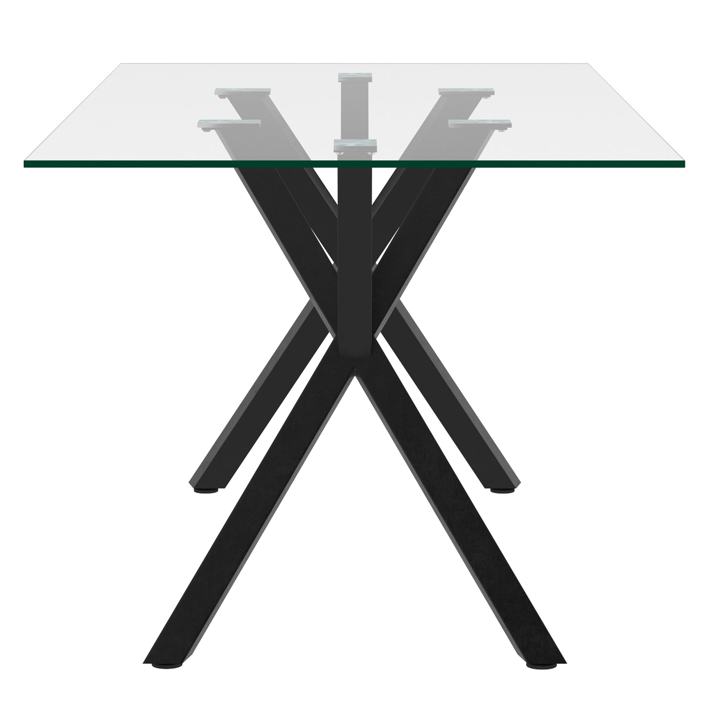 Stark/Rizzo Dining Set in Black with Grey Velvet Chair (Table + 6 Chairs)