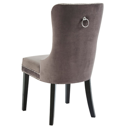 Stark/Rizzo Dining Set in Black with Grey Velvet Chair (Table + 6 Chairs)