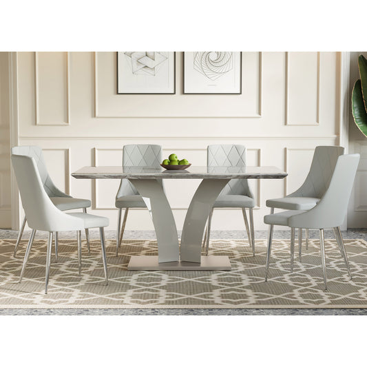 Napoli/Devo Dining Set in Grey with Light Grey Chair (Table + 6 Chairs)