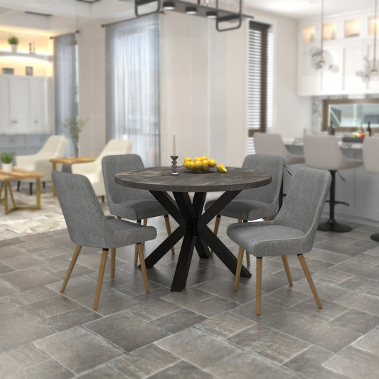 Arhan/Mia Dining Set in Dark Grey with Grey Chair (Table + 4 Chairs)