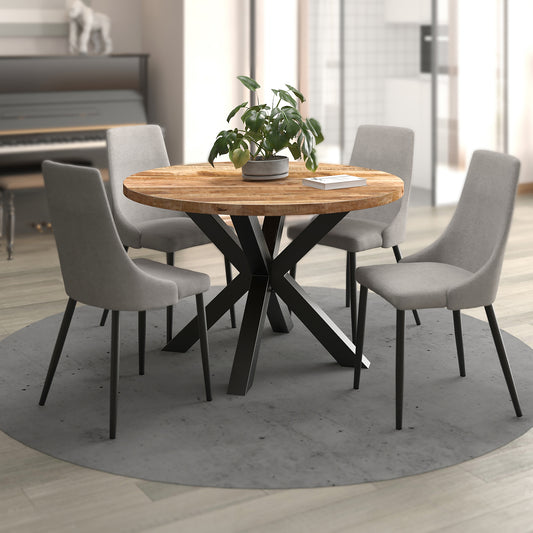 Arhan/Venice Dining Set in Natural with Grey Chair (Table + 4 Chairs)