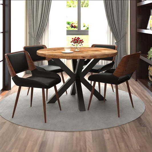 Arhan/Hudson Dining Set in Natural with Black Chair (Table + 4 Chairs)