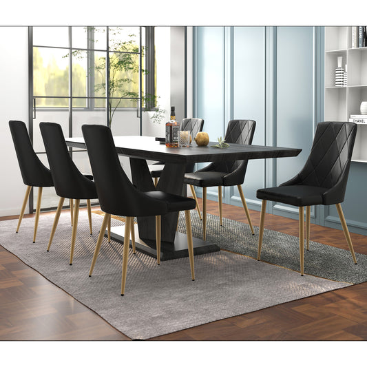 Eclipse/Antoine Dining Set in Black with Black Chair (Table + 6 Chairs)
