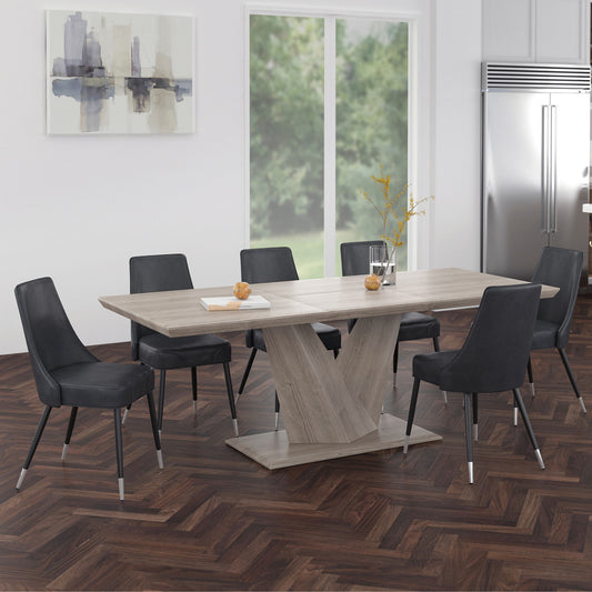 Eclipse/Silvano Dining Set in Oak with Grey Chair (Table + 6 Chairs)