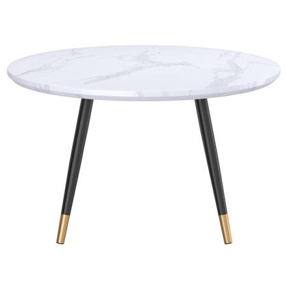 Emery Round Coffee Table in White and Black