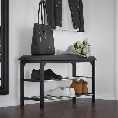 Foster 2-tier Bench in Black and Chrome
