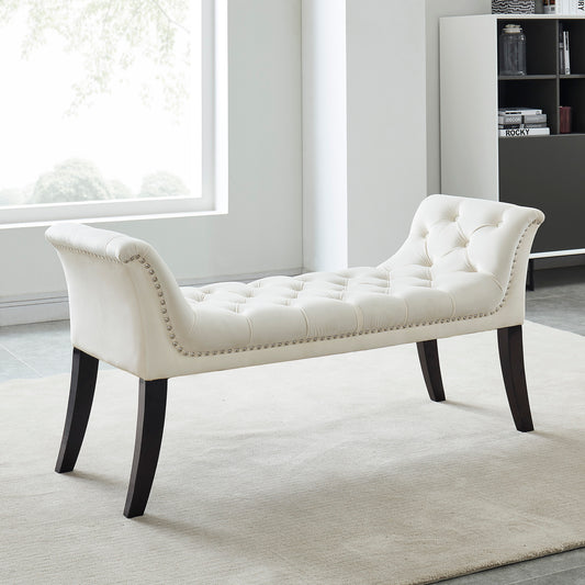 Velci Bench in Ivory and Black