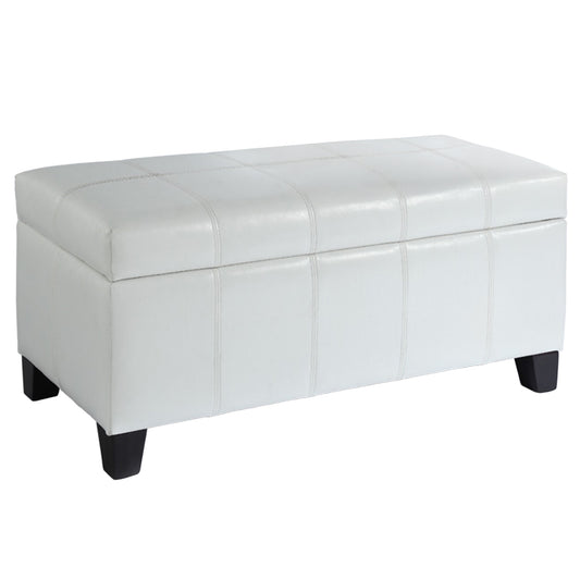 Bella Rectangular Storage Ottoman in White
