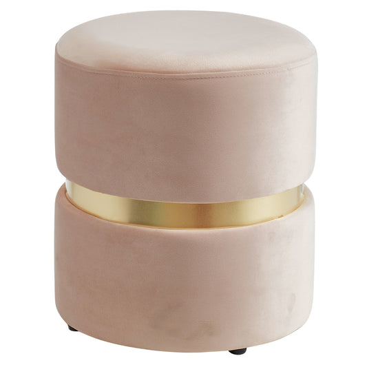 Violet Round Ottoman in Blush Pink and Aged Gold
