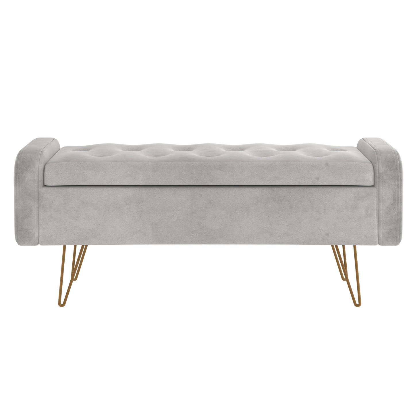 Sabel Storage Ottoman/Bench in Grey and Aged Gold