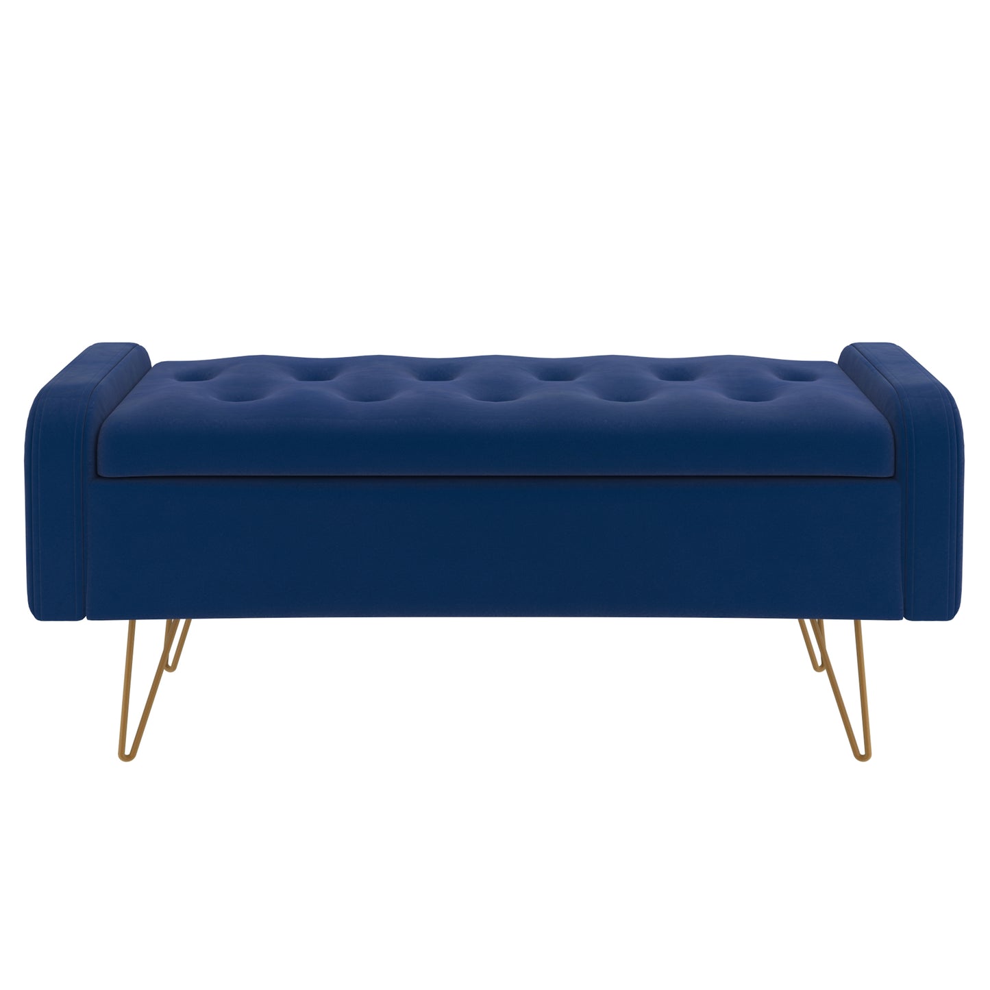 Sabel Storage Ottoman/Bench in Blue and Aged Gold
