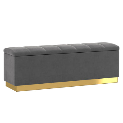 Esna Storage Ottoman in Grey and Gold