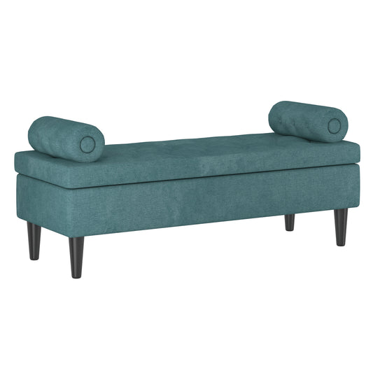 Adith Storage Ottoman in Aqua and Black