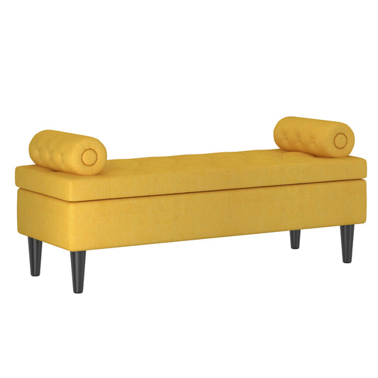 Adith Storage Ottoman in Mustard and Black