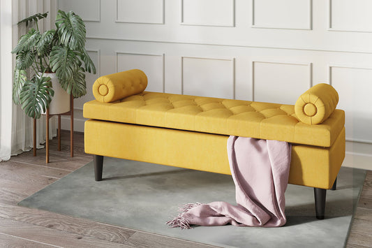 Adith Storage Ottoman in Mustard and Black