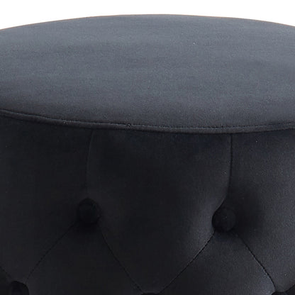 Delilah Round Ottoman in Black and Gold