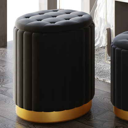 Tobi 3pc Storage Ottoman Set in Black and Gold
